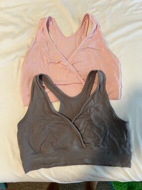 Kindred Bravely Pink & Gray Nursing Bralettes Duo
